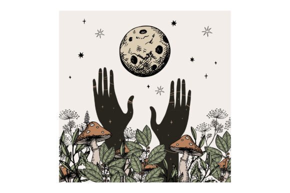 Download Illustration with Full Moon Ritual - Illustration Collection