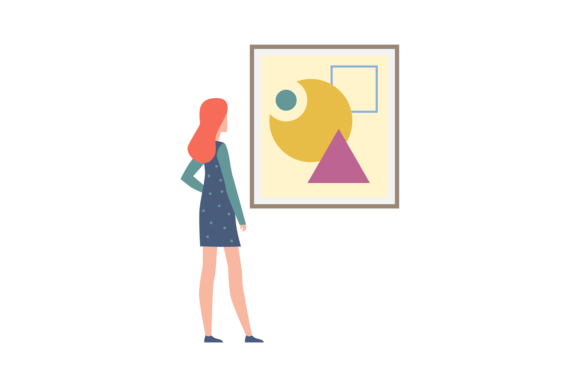 Download Young Woman Looking Abstract Painting. F - Painting Collection
