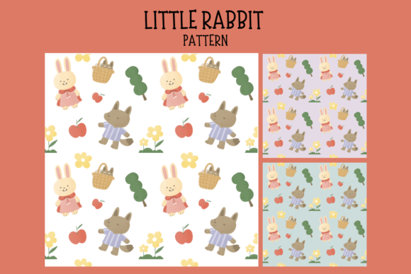Download Cute Bunny Wolf Illustration Pattern - Illustration Collection