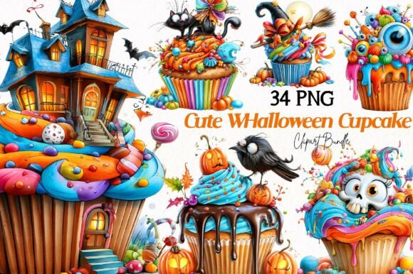 Download Halloween Cupcake Clipart Set - Cupcake clipart Collection