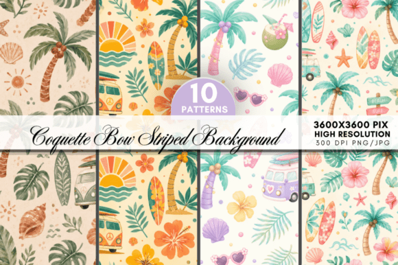 Download Tropical Summer Digital Paper Bundle - Summer digital paper Collection