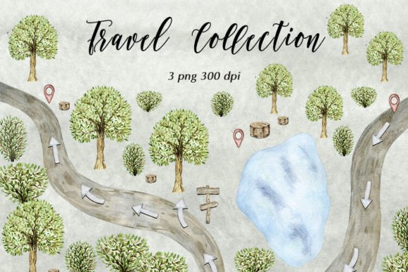 Download Watercolor Travel Map Illustration PNG - Illustration Collection