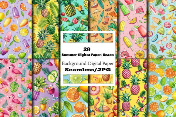 Download Summer Digital Paper, Beach - Summer digital paper Collection