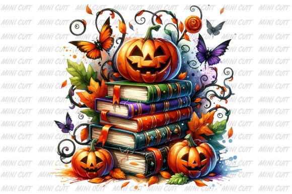 Download Watercolor Halloween Books Clipart - Books Collection