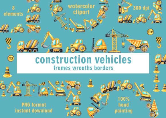 Download Construction Vehicles Frames, Wreaths. - Premium Resources