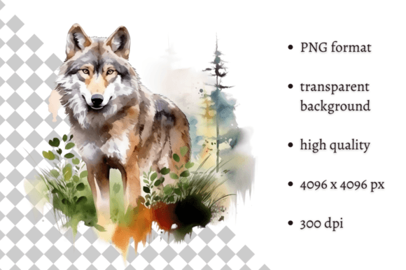 Download Watercolor Wolf PNG Illustration - Illustration Collection