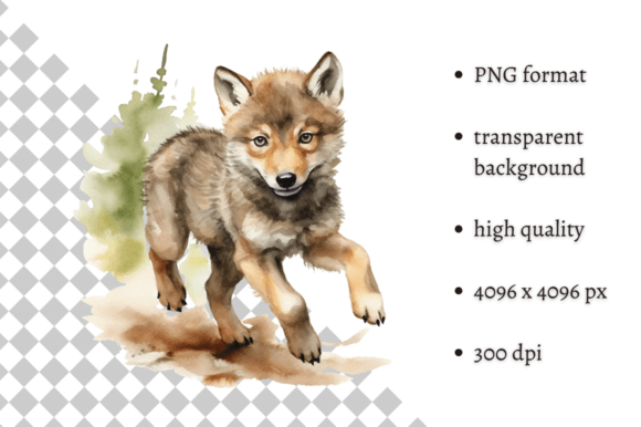 Download Cute Watercolor Baby Wolf Illustration - Illustration Collection