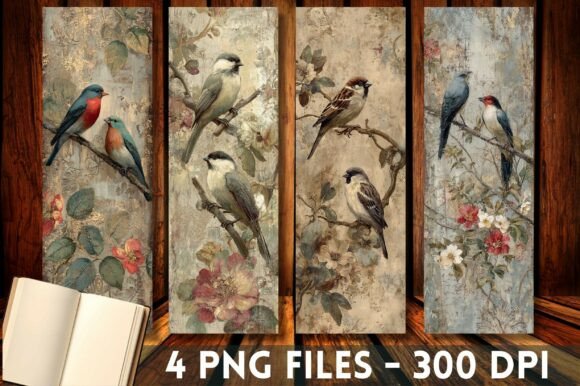 Download Shabby Chic Bird Painting Bookmark PNG - Painting Collection