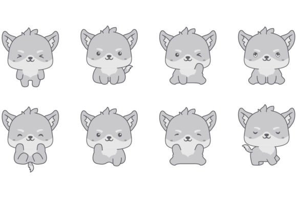 Download Kawaii Wolf Illustration Collection - Illustration Collection